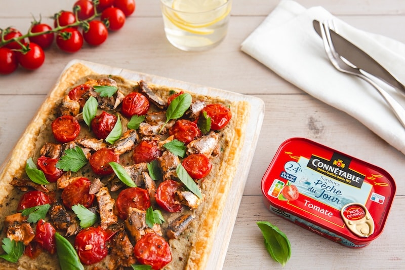 recette de Tarte fine aux sardines tomate