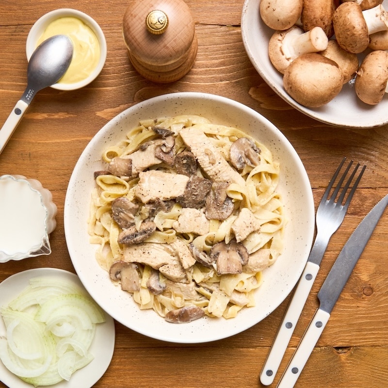 recette Escalopes de dinde à la moutarde et tagliatelles