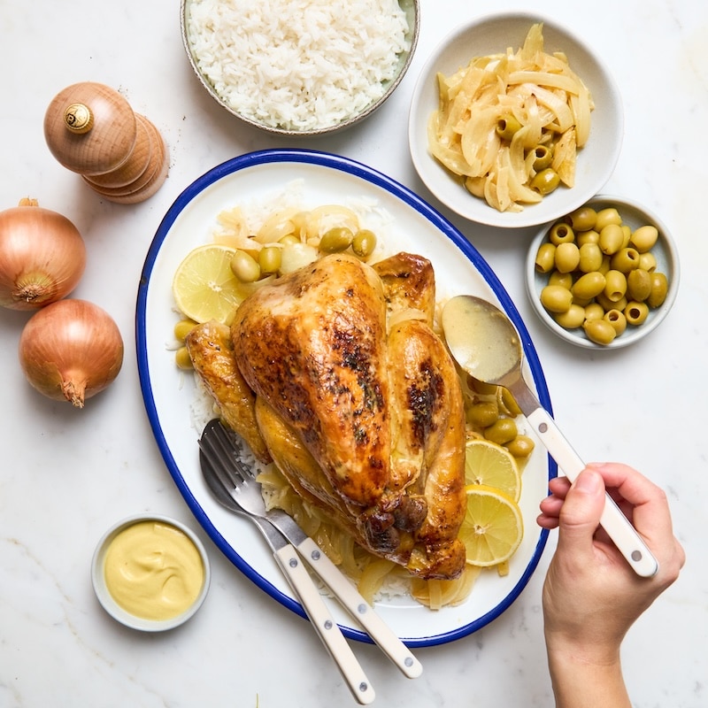 recette de Pintade sauce moutarde et riz