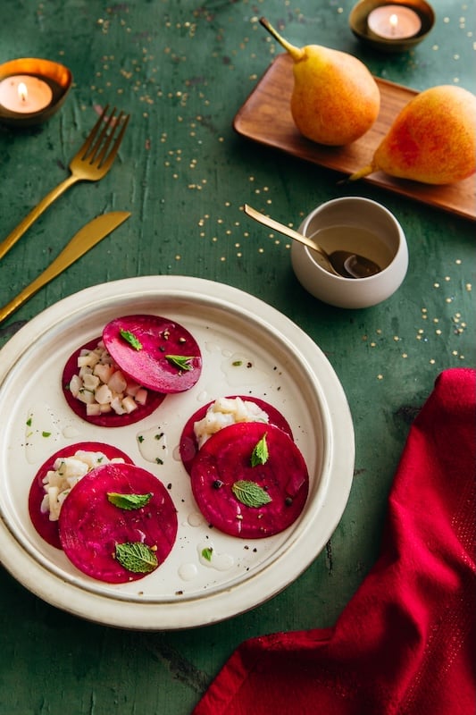 recette de Ravioles de betterave aux Saint-Jacques