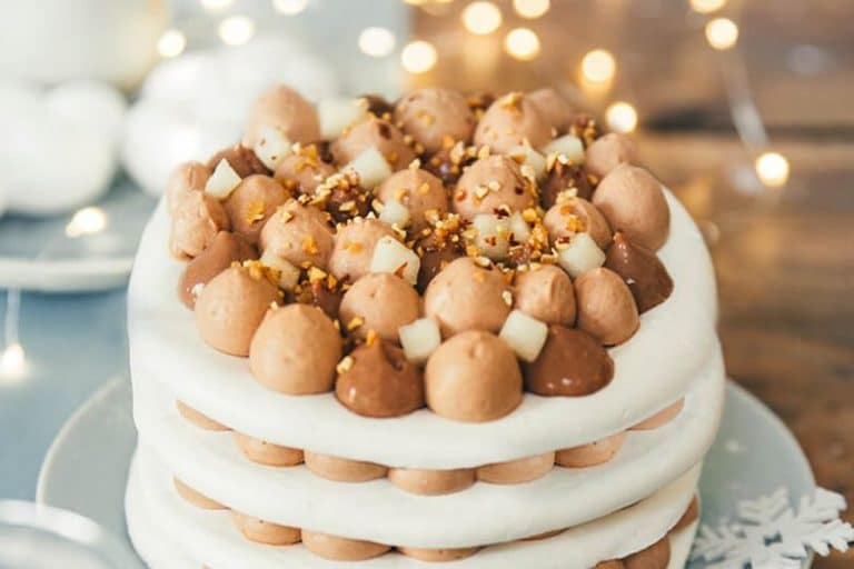 Pavlova poire-chocolat et gingembre