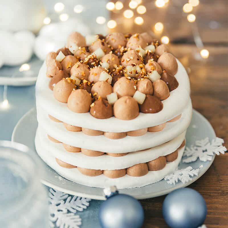 recette de Pavlova poire-chocolat et gingembre