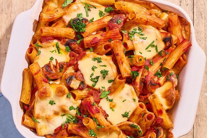 Rigatoni gratinés à la scamorza fumée