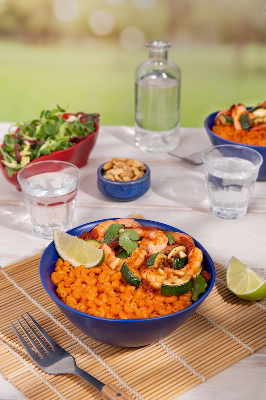 recette Crevettes sautées et coquillettes spicy