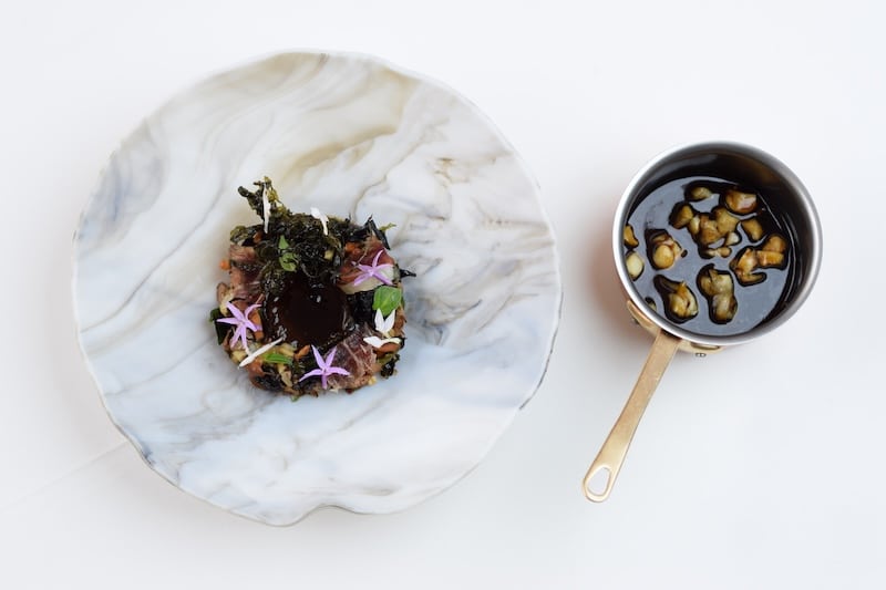 recette Gambas escargots et jus de cochon