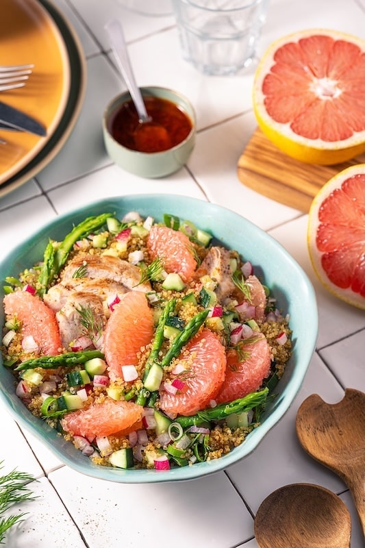 recette de Salade de quinoa croustillant au pamplemousse