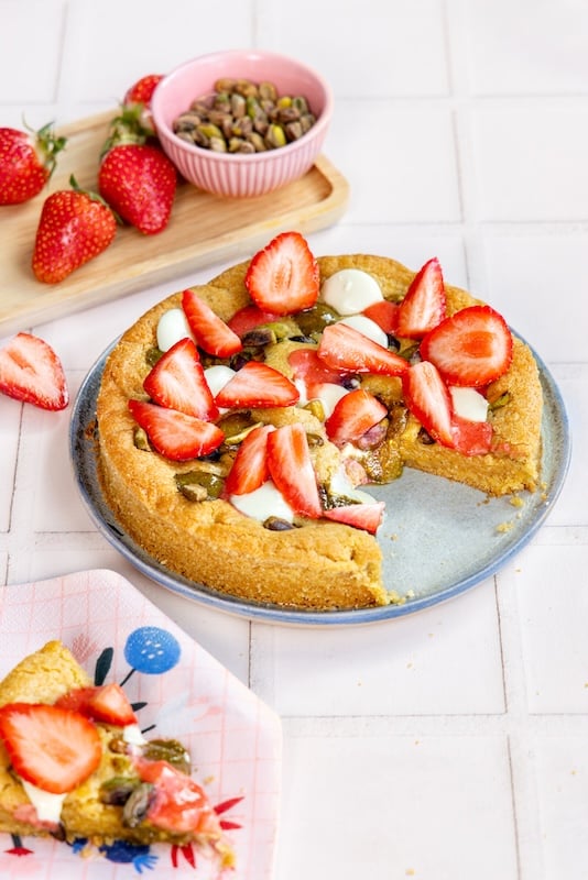 recette de Cookie géant fraise pistache