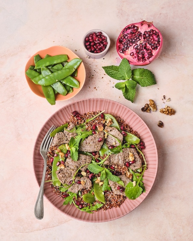 recette de Salade de quinoa rouge au rumsteck