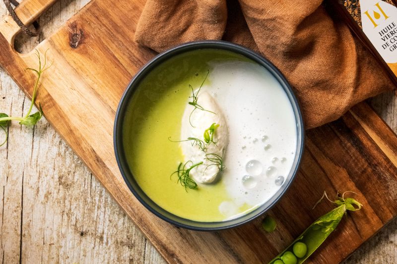 Cappuccino glacé de petits pois