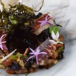 Gambas escargots et jus de cochon