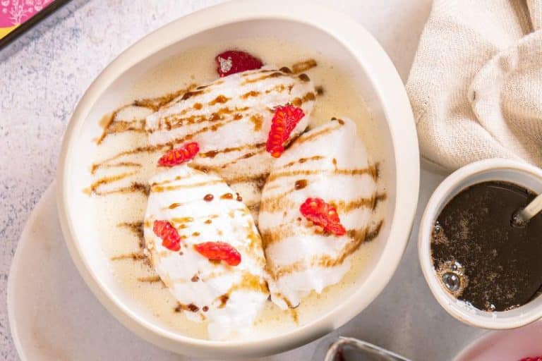 Ile flottante au caramel de framboise