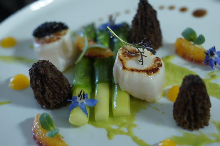 Morilles asperges et Saint-Jacques