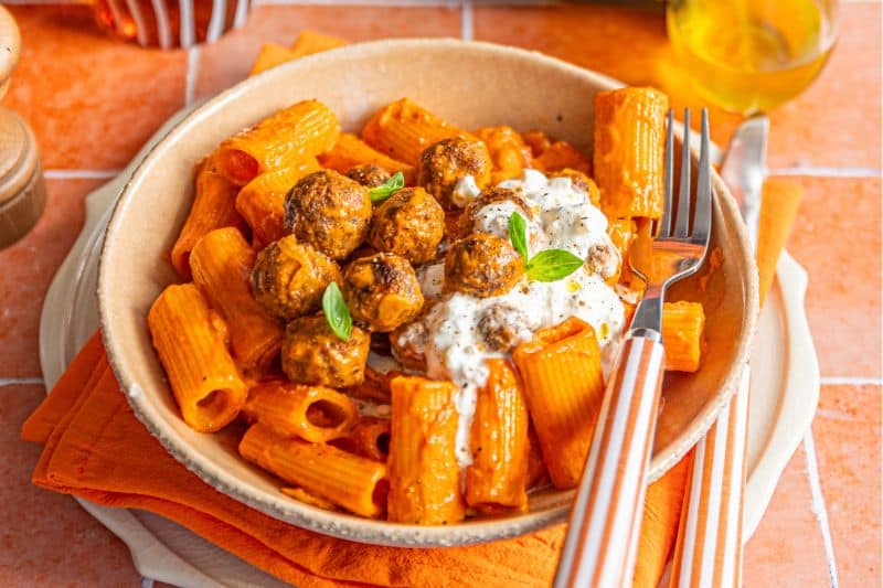 Vodka pasta et meatballs
