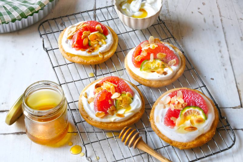 Pizzas petit suisse et pomelo