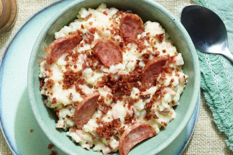 Risotto à la Cancoillotte et crispy de Morteau