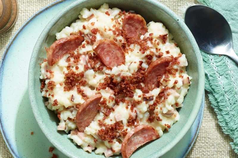 Risotto à la Cancoillotte et crispy de Morteau