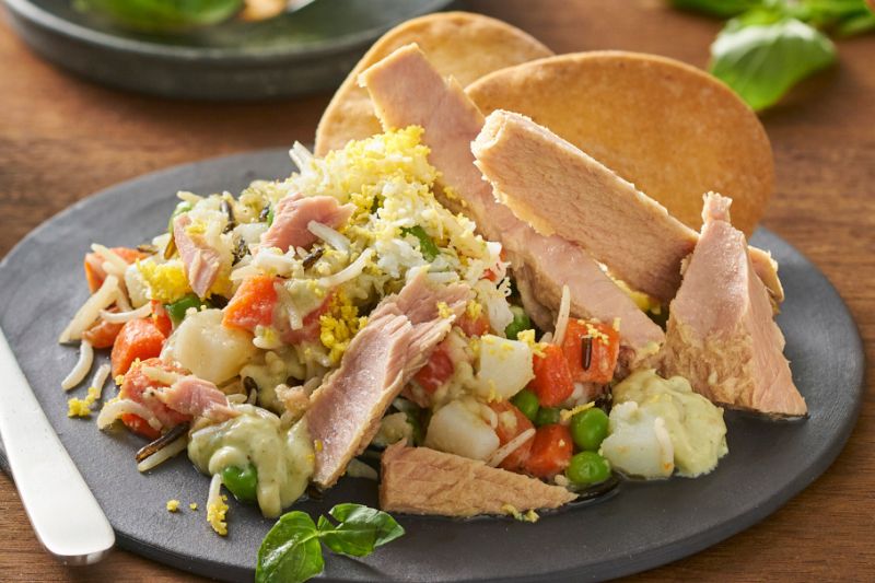 Salade de riz et mayonnaise au pesto