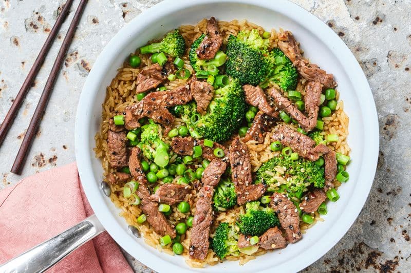 Wok de gigot d’agneau au sésame