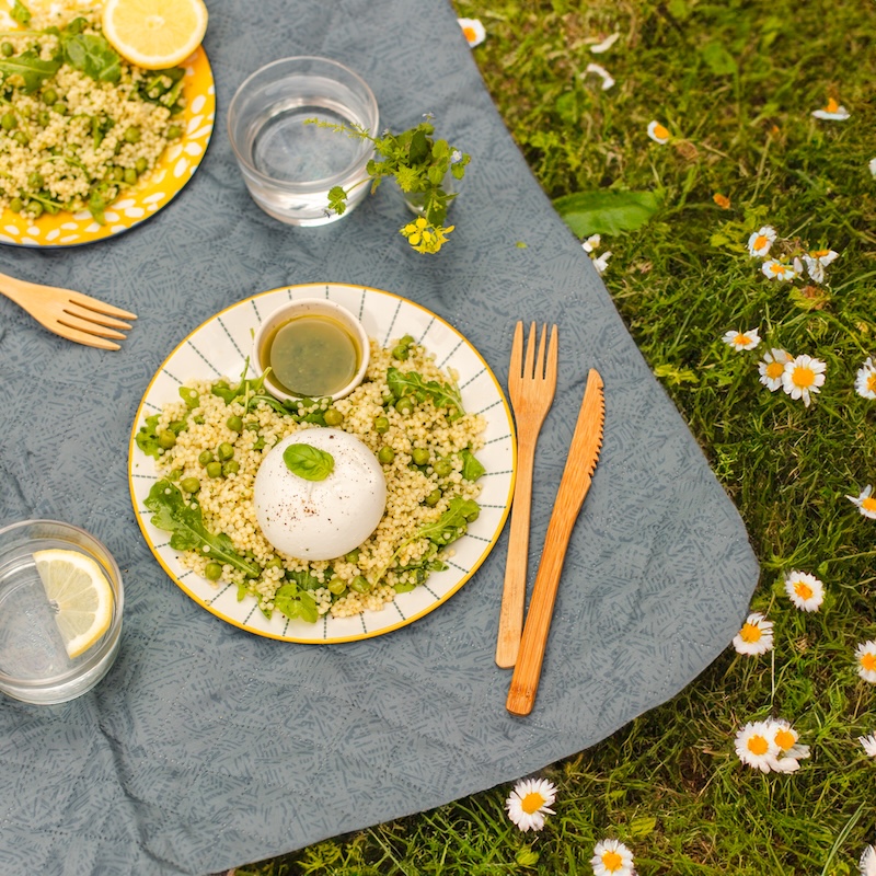 recette de Perles aux petits pois et Burrata