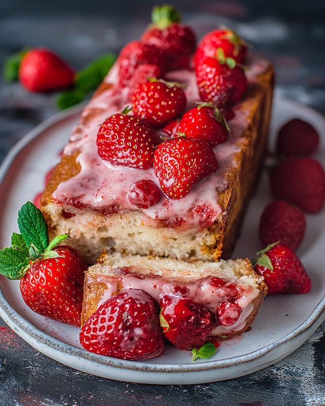recette de Gâteau aux fraises et coulis