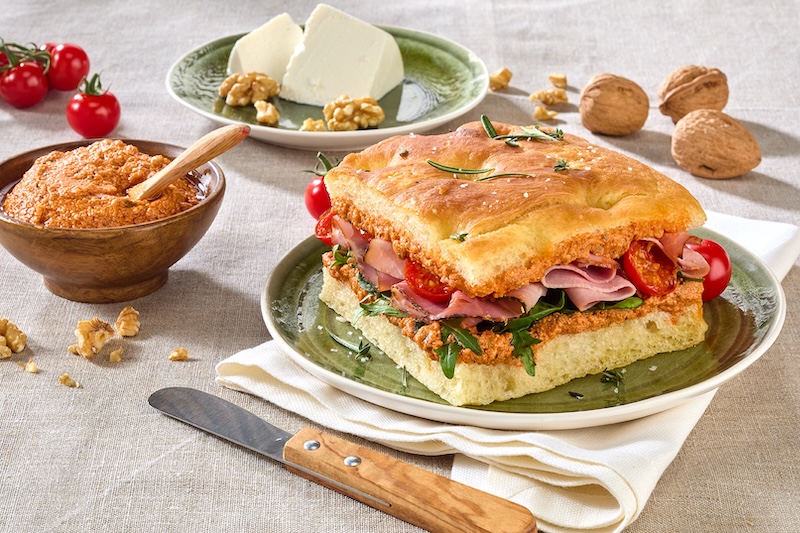 recette Focaccia au pesto ricotta noix