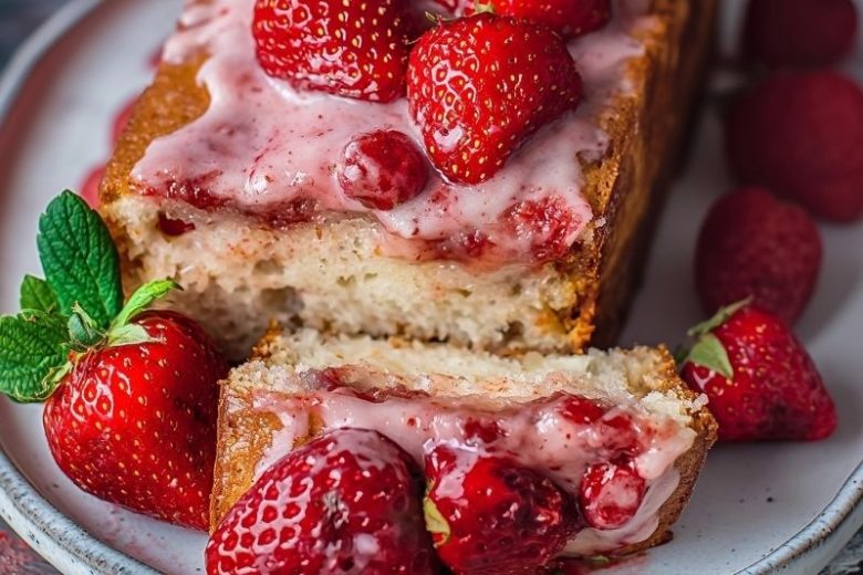 Gâteau aux fraises et coulis