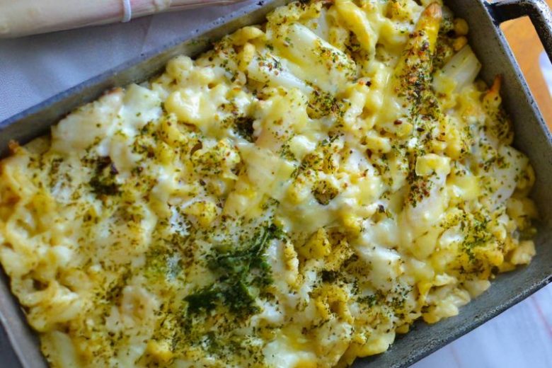 Gratin d’asperges et spaetzel maison