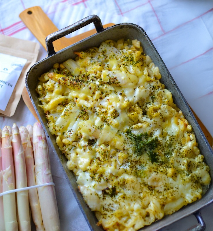 recette de Gratin d’asperges et spaetzel maison