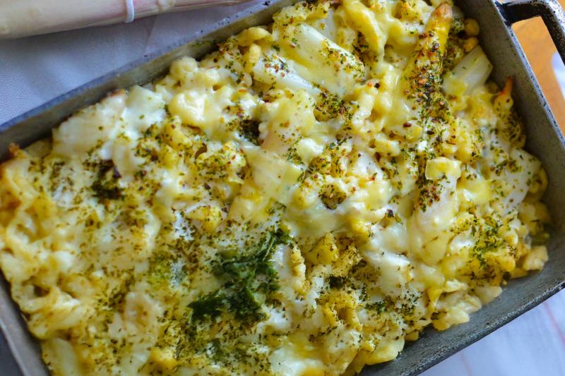 Gratin d’asperges et spaetzel maison