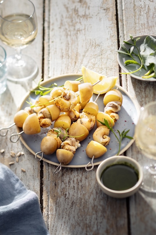 recette de Brochettes de primeurs de Noirmoutier et bulots