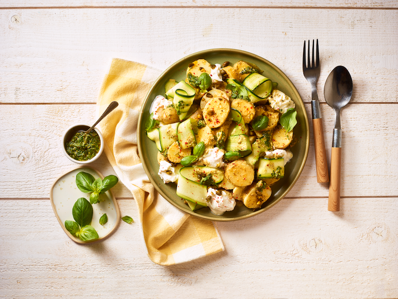 recette de Salade de primeurs courgette et burrata