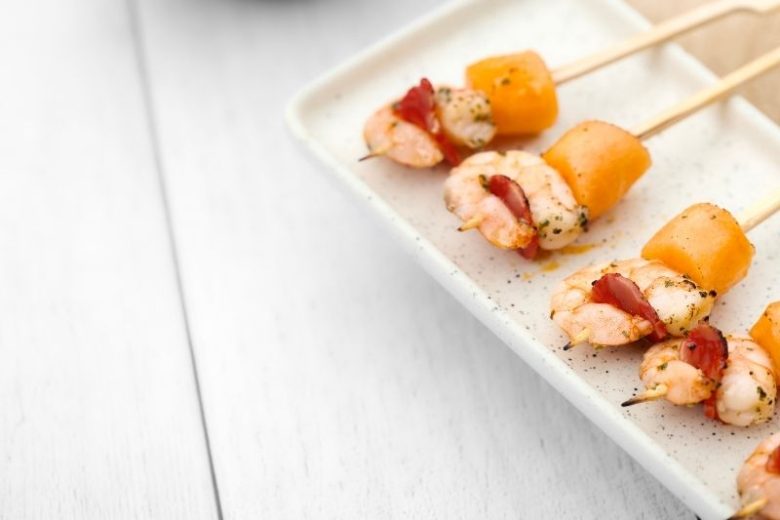 Brochettes melon chorizo crevette