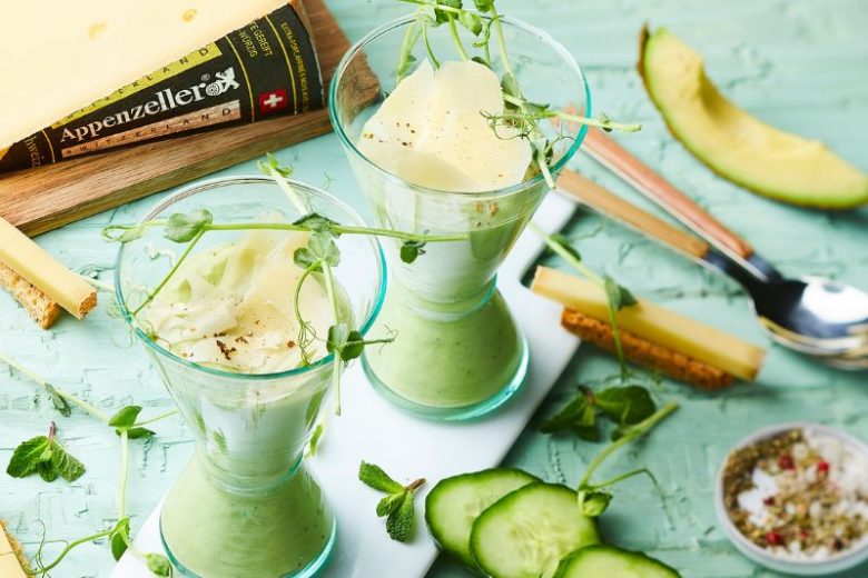 Gaspacho vert et copeaux d’Appenzeller