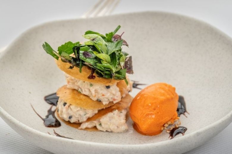 Millefeuille d’araignée sorbet poivron