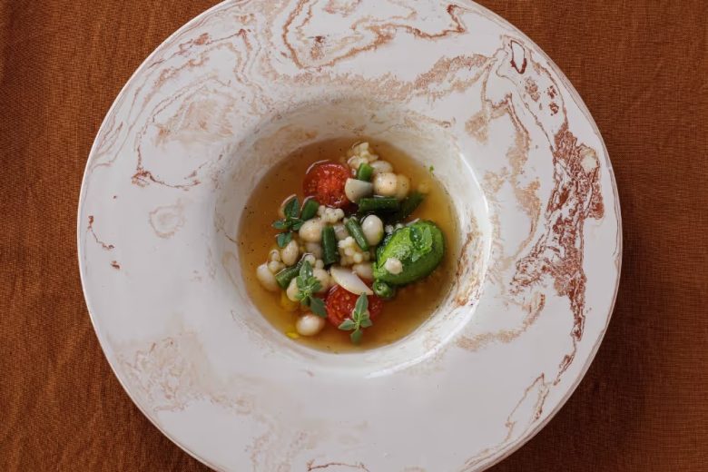 Soupe au pistou à l’eau de tomate