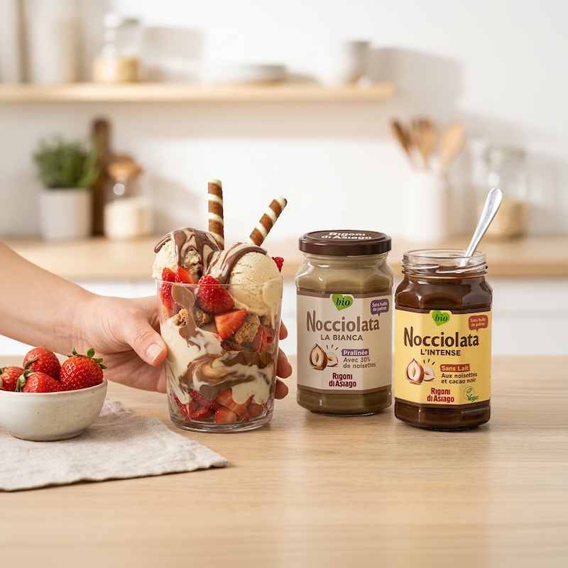 recette de Coupe de fraises aux deux Nocciolata
