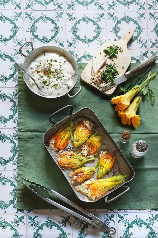 recette de Fleurs de courgettes farcies au Brocciu