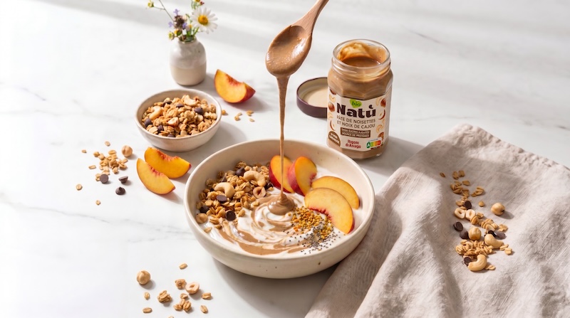 recette de Granola bowl à la pâte de noisettes