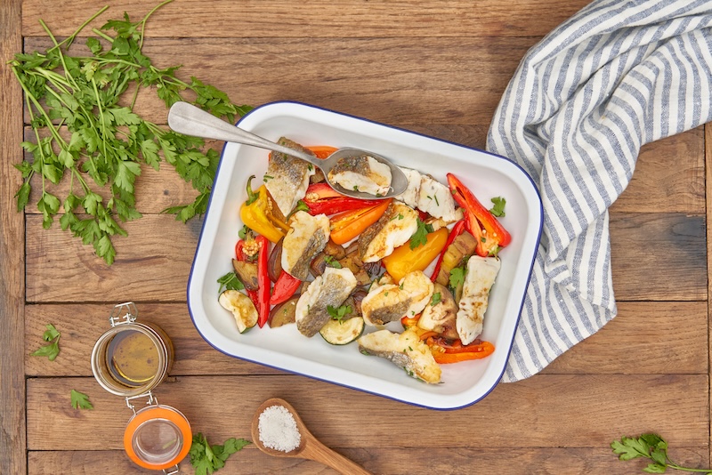 recette de Merlu à la plancha et légumes grillés