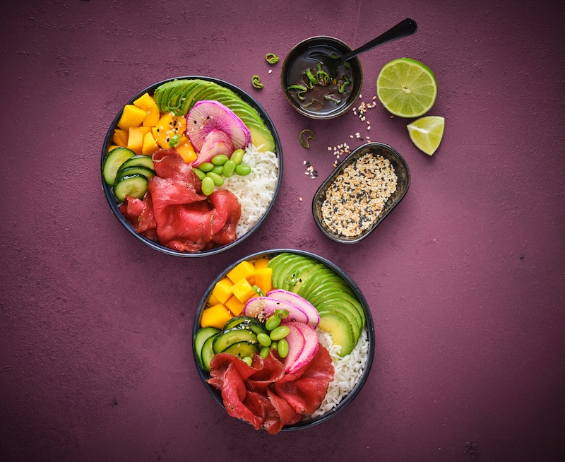 recette de Poké bowl au gravlax de boeuf