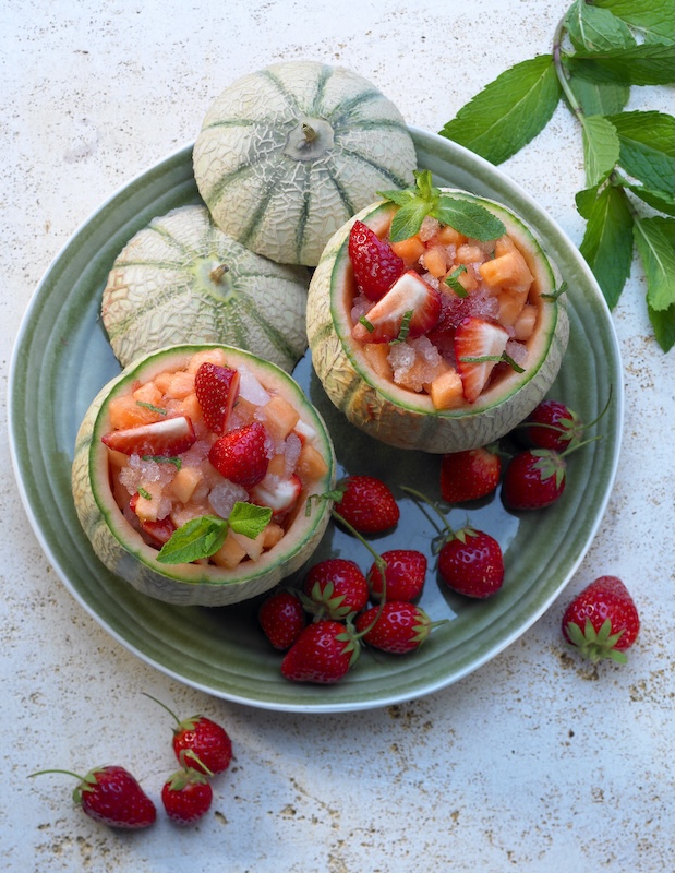 recette de Salade de melon aux fraises