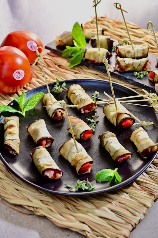 recette de Roulés d’aubergines aux tomates