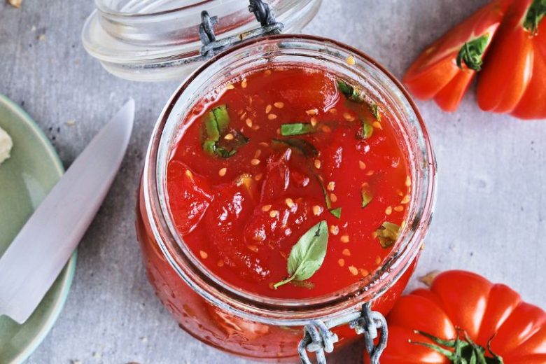Confiture de tomate basilic et citron