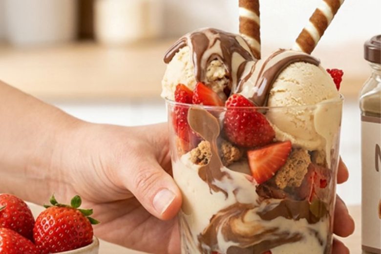Coupe de fraises aux deux Nocciolata
