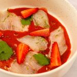 Ceviche de dorade au leche fraise
