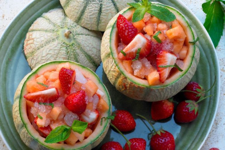 Salade de melon aux fraises