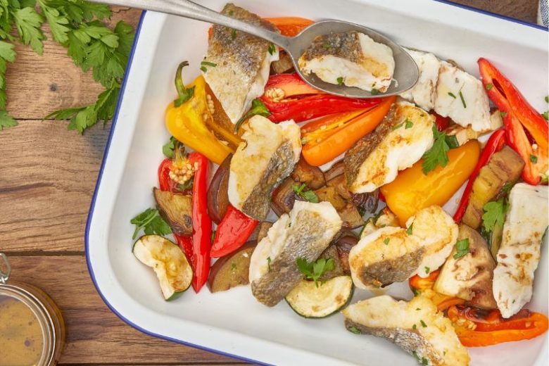 Merlu à la plancha et légumes grillés