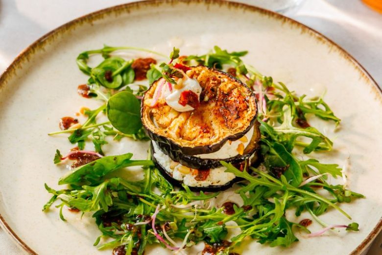 Millefeuille d’aubergine au fromage frais