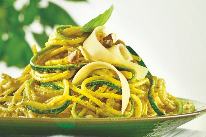 Spaghetti au pesto de pistaches et Beaufort