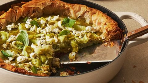 Tarte filo aux poireaux et au pesto
